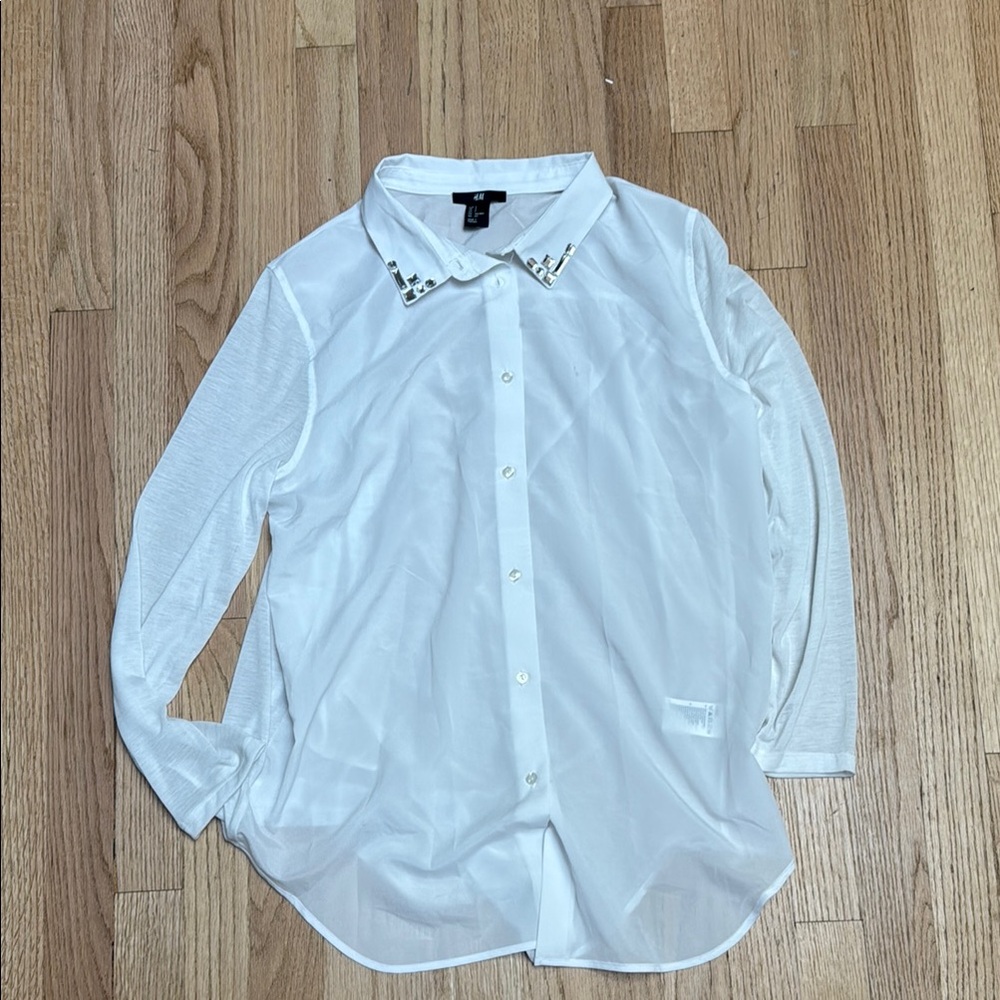 H&M Button Down Jeweled Collar
